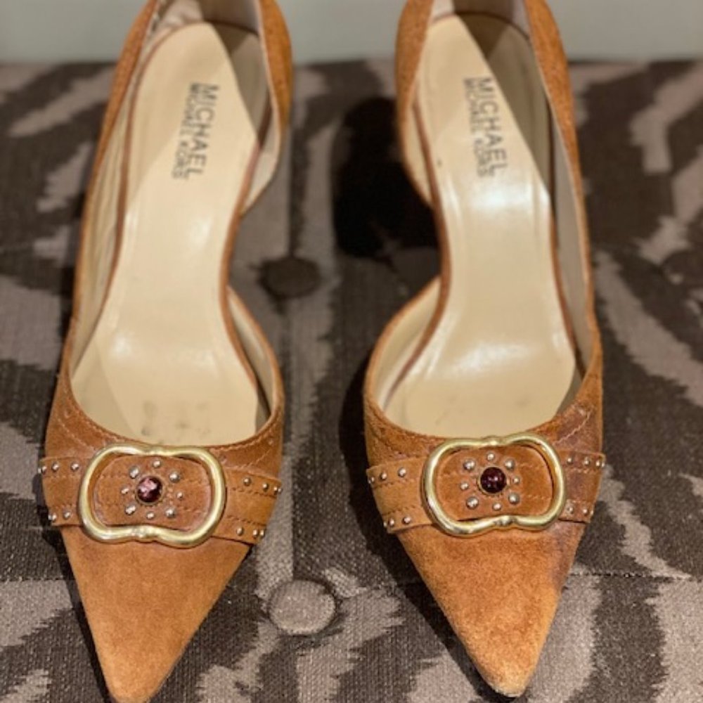 Michael Kors Camel Suede Heel Size 7.5M Vero Cucio